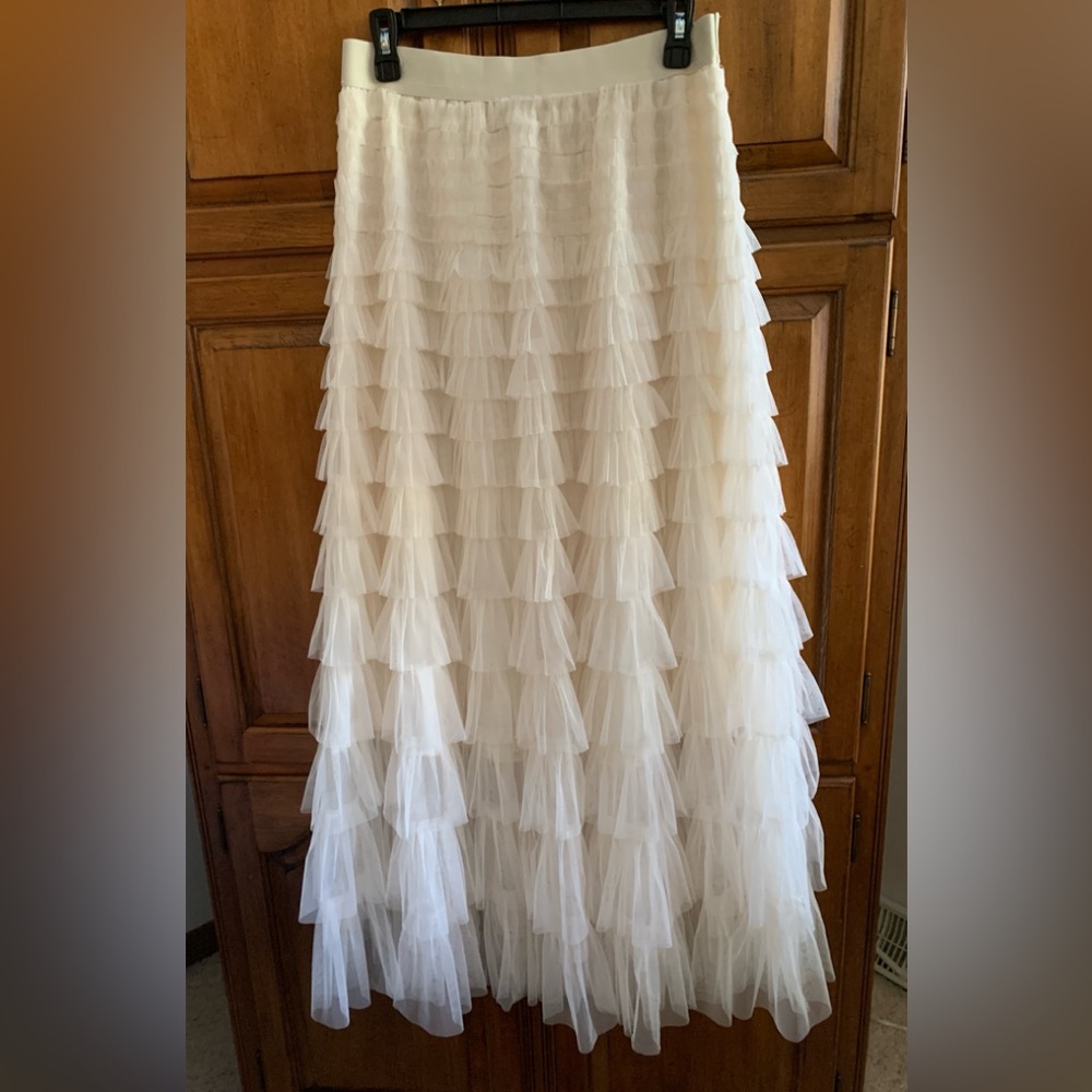 Ivory Tulle Layered Maxi Skirt NWT